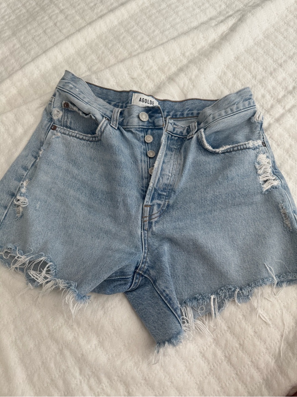 Agolde Light Wash Parker jean shorts